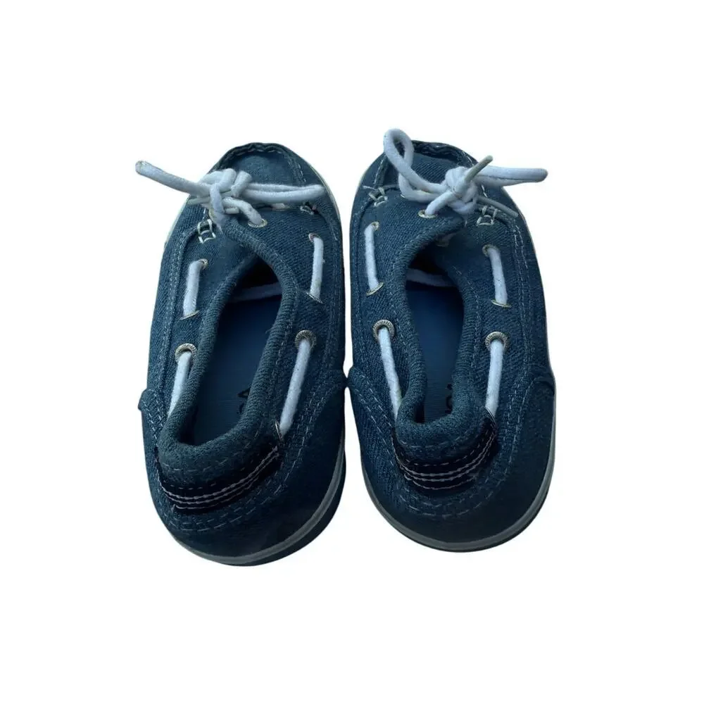 Nautica Kids Youth Size 3 Spinnaker Casual Denium Blue Canvas Boat Shoes‎